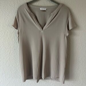 Calvin Klein Taupe Short Sleeve Blouse Top Women’s Size M